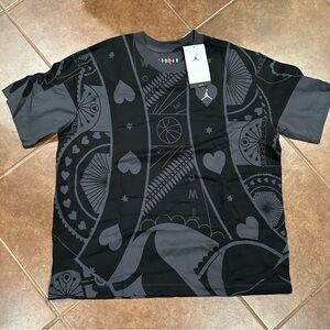 Jordan Black and Gray Graphic Loose Fit T-Shirt